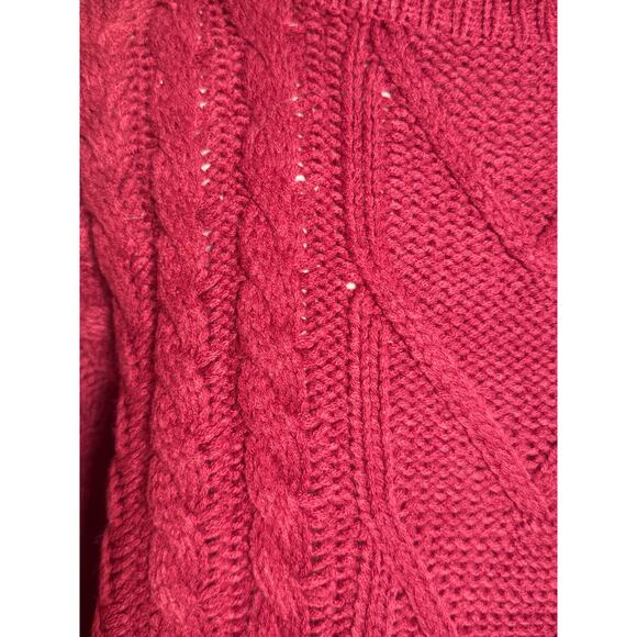 Lulus Cable Knit Turtleneck Sweater Burgundy Long Sleeve Women Size M NWT - Picture 4 of 8